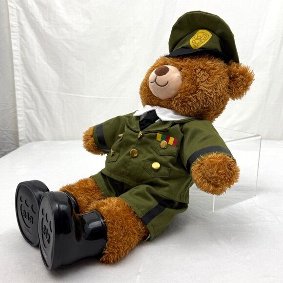 Build A Bear 16" Plush Toy Brown Bear with Army Officer Uniform Hat Boots - Picture 7 of 11